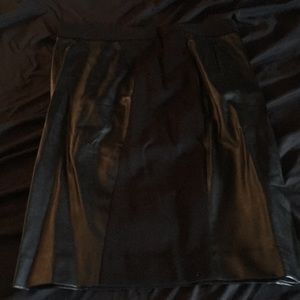 Black leather pencil skirt